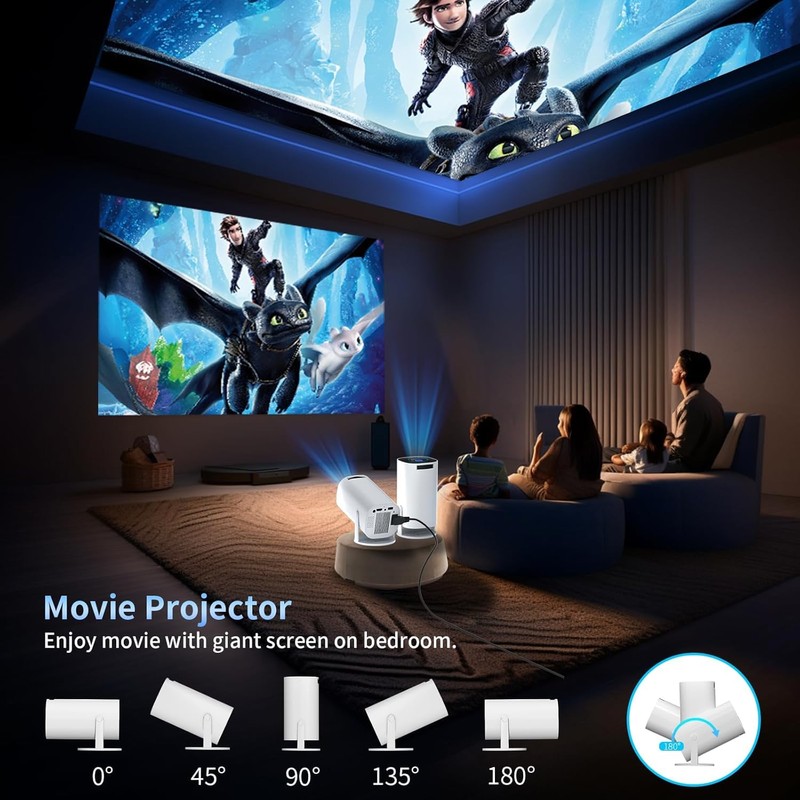 Sucetiho Mini Projector with WiFi and Bluetooth, Portable Outdoor Movie
