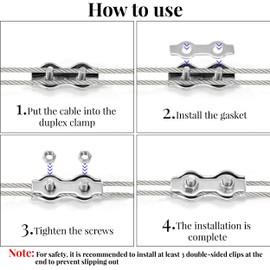 Tunejoy Duplex Klemme M5 Drahtseilklemme Edelstahl 304 Seilklemme für Drahtseile von 5mm Sichern von Seilen Stahldraht Wäscheleine 6 Stück