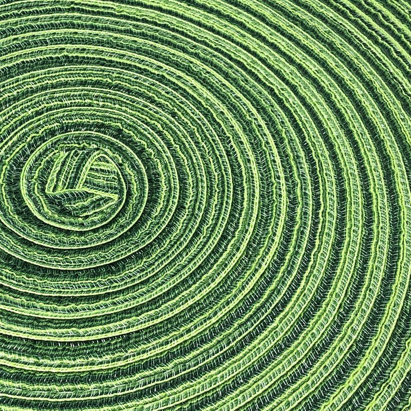 allydrew 15" Woven Round Placemats (Set of 6), Green
