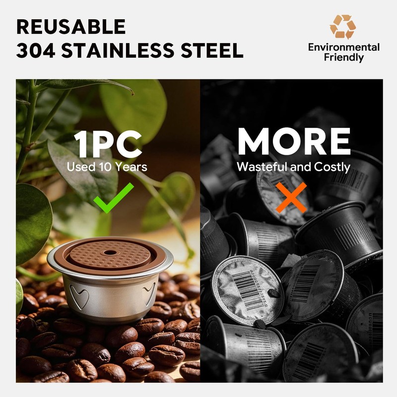 Stainless Steel Refillable Coffee Capsule Reusable Coffee Pods Compatible with