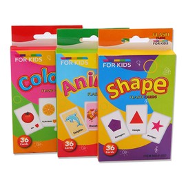 Preschool Learning Flash Cards 108PCS,3 Sets of Animal Shape Color Daily Reading Cards For Toddler Kids Children Baby Early Learning Flashcards, Educational Flash Cards