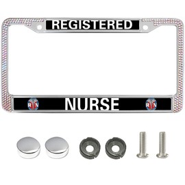 Liangchi Registered Nurse Faith Glitter License Plate Frame,RN Nurse Gift Bling License Plate Frame for Women,Registered Nurse Support Rhinestone License Plate Frame Metal with Screws Caps