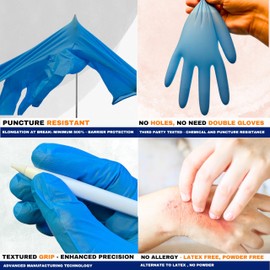 CORE Gloves Nitrile Gloves Disposable Latex Free,Powder Free,Guantes,Mechanic,Labs,Food,Chemical-Blue (Reg/long Cuff)