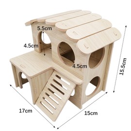 Wooden Houses, Cages, Hideouts with Windows Small Animals Habitats Decorative Ladders Toys for Gerbils, Hamsters,Gerbil, Mouse, Golden Bear Hamsters, Small Animals