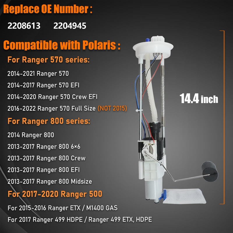 2208613 2204945 Fuel Pump Assembly Compatible with Polaris Ranger 500
