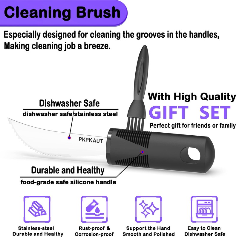 PKPKAUT Adaptive Utensils for Parkinsons Patients Elderly, Weighted Utensils for