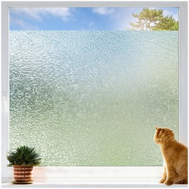 Coavas Window Privacy Film Decorative, Frosted Glass Window Film Non Adhesive, Static Cling, UV Blocking Window Clings for Home Office (Clear, 29.5 x 78.7 Inch)