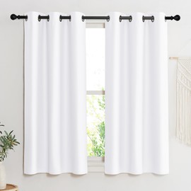 NICETOWN Room Darkening Window Treatment Curtain, Pure White, Single Panel, 42 by 45, Energy Smart Thermal Insulated Block Out Sunlight Shade & Blind for Bedroom with Grommet Ring Top