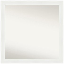 Amanti Art White Wall Mirror 30x30 Vanity White Narrow Square Bathroom Mirror for Wall Decor Living Room, Large Casual Frame, Hangs Horizonally and Vertically, Bathroom Decor, Non-Beveled Edge from WI