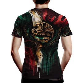 Cerbukt Men's Novelty T Shirt Mexican Flag Print Summer Fashion T-Shirt-C1-XL