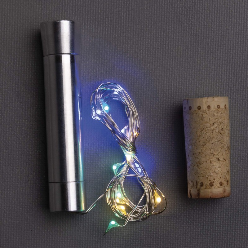 Primitives by Kathy Wine Bottle Lights, 58-Inch String, Tri-Color Blue