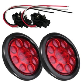NEW SUN 2Pcs High Bright 4" Round LED Trailer Tail Lights Kit, Stop Turn Reverse and Fog Backup Lights, Universal Fit, Waterproof, Grommet 3-Prong Plug & Play, for Truck Trailer RV, Easy to Install