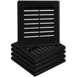 HVAC OV 5-Pack 4" x 4" (Outer Size) Square Air Vent Cover – Black Plastic Vent Deflector - Screen Mesh, Surface Mount Wall Ceiling – Cold Air Return Soffit Air Vent Cover - Register Indoor Outdoor