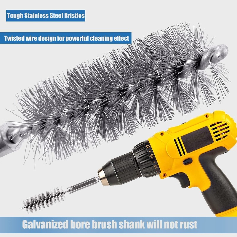 AOKLIT 10 Pieces Wire Brush Drill Bore Cleaning Brush Set