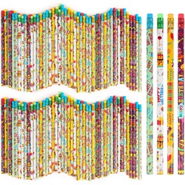 100 pieces Happy Birthday Pencils Colorful Printed Birthday Pencils With Top Erasers Perfect For Teachers Classrooms Reward Birthday Party Kids Gifts Supplie (100)