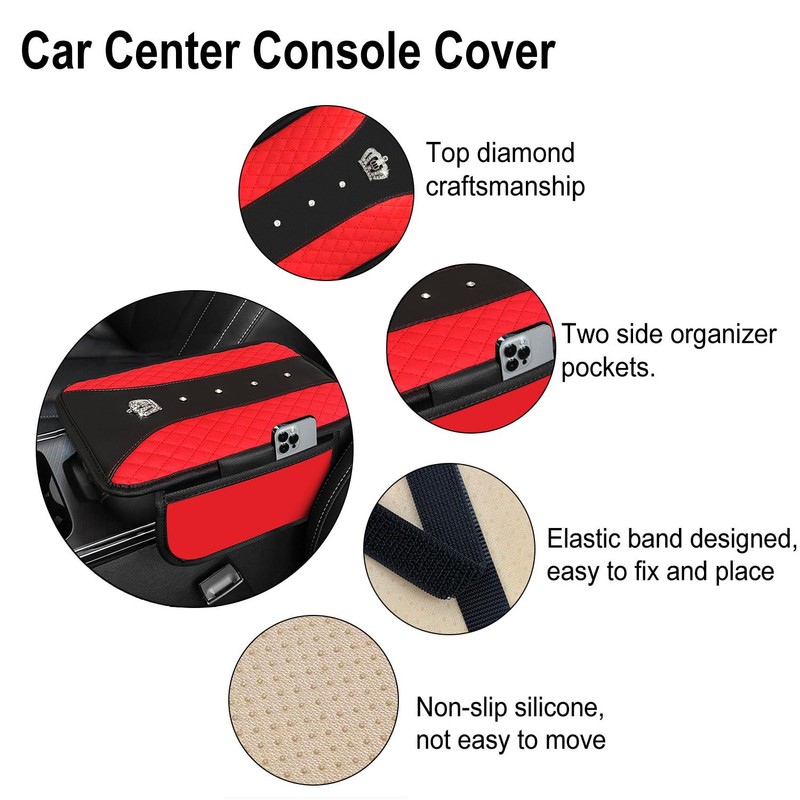 NBTEPEM 6 PCS Bling Car Accessories Set, Leather Steering Wheel