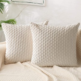 Decorative Throw Pillow Covers 18x18in HADEEONG Set of 2 Corduroy Pillow Covers Farmhouse Home Decor Pillowcases for Couch Sofa Cushion Xmas Decor