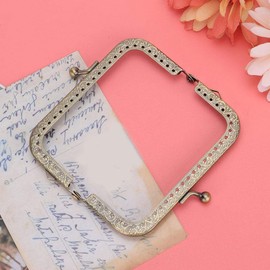 2 piezas bolsa monedero beso cierre de broche, bolsa monedero fabricación de metal marco cuadrado monedero de metal en relieve cuadrado para bricolaje mango bolsa costura