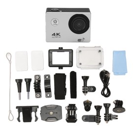 Action Camera 4K HD 98.4ft Waterproof 2.0 Inch Screen WiFi Underwater Sports Camera for Outdoor Diving Helmet Gray
