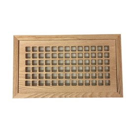 6 Inch x 12 Inch White Oak Hardwood Vent Floor Register Flush Mount with Frame, Eggcrate Style, Unfinished