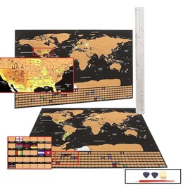 Liberty & Freedom - Deluxe Scratch Off World Map Poster Great Wall Size 32inch x 23inch Track Your World Travels Scratch Off Destinations to Reveal Vibrant Colors Includes Scratcher & Memory Stickers