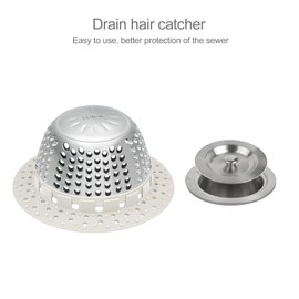 LEKEYE Shower Drain Hair Catcher/Shower Drain Cover/Drain Protector for Pop-Up & Regular Drains(Light Gray)