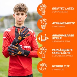 GRIPMODE Gravity Hybrid 2.0 Men's Goalkeeper Gloves - Football Goalkeeper Gloves with Extended Catch Surface and Ultralight Outer Material - Griptec® Latex Inner Lining - Size 8