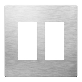 LIDER Double Decorator Metal Wall Plate, Temperature and Impact Resistant, 430 Stainless Steel, Screwless Cover, Modern Upgrade, Mid-Size 2-Gang 4.88” x 4.92”, Stainless Steel, LSMWP-32M-SS