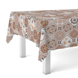 Martina Home Jucar Round Oilcloth Tablecloth 140cm Brown