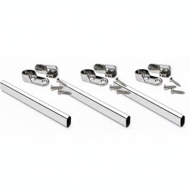 36-Inch Long Premium Polished Chrome Steel Oval Wardrobe Tube Closet Rod with Two End Caps and Installation Screws (3)