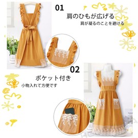 HEWEAYTA Women's Apron with Shoulder Bag, Long Length - Nordic Style, Nen Style, Cafe, Florist, Long Length, 05 grey