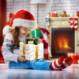 DXIA Set of 3 Light Up Box, Large Boxes with Lids and Decorative Bow Embellishment, Christmas Box for Cabinets, Exhibition Halls, Hotels, and Home Decoration,White