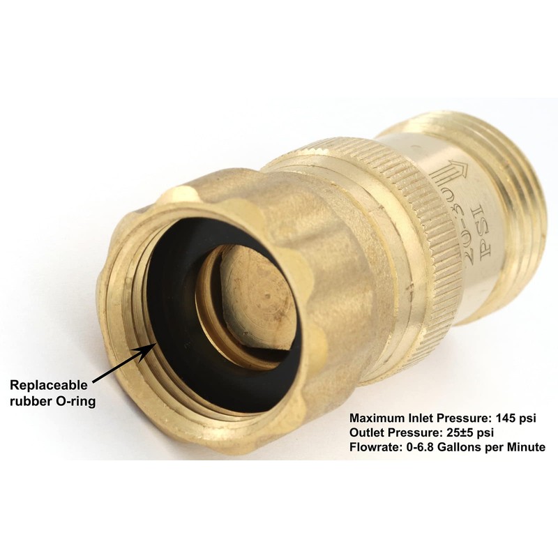 Heavy Duty 25 psi Water Pressure Regulator 3/4 inch Hose