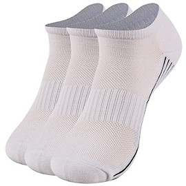 Sunew Short Viscose Socks,Mens Hiking Golf Running Ankle Socks No Show Tennis Sport Socks for Husband,3 Pack White M