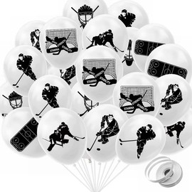 Hockey Party Latex Balloons Ice Hockey Birthday Party Balloons Hockey Player Balloons Puck Theme Party for Kids Girl Boy Man Women Hockey Fans Birthday Gameday Sport Party Decorations Supplies
