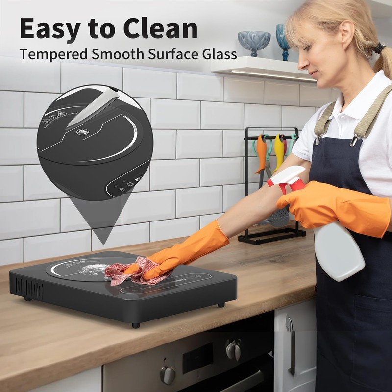 VBGK Single Burner Electric Cooktop,110V 1800W Electric Stove Top with