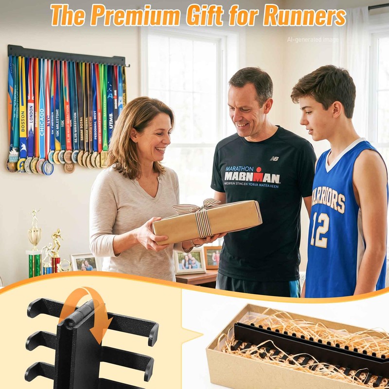 EALPVIS 24-30 Inch Medal Display Rack, Wall Mount Metal Ribbon