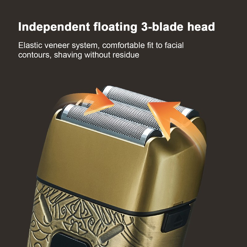 Men's Electric Beard Trimmer with 3 Heads Shaving Foil Razor