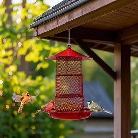 Bird Feeders for Outdoors Hanging, Durable Metal Birds Feeder with 4.5LB Large Capacity, Red Winter Bird Feeders,Sturdy & Weatherproof, Easy to Clean & Refill, Great for Attracting Cardinal,Blue Jay
