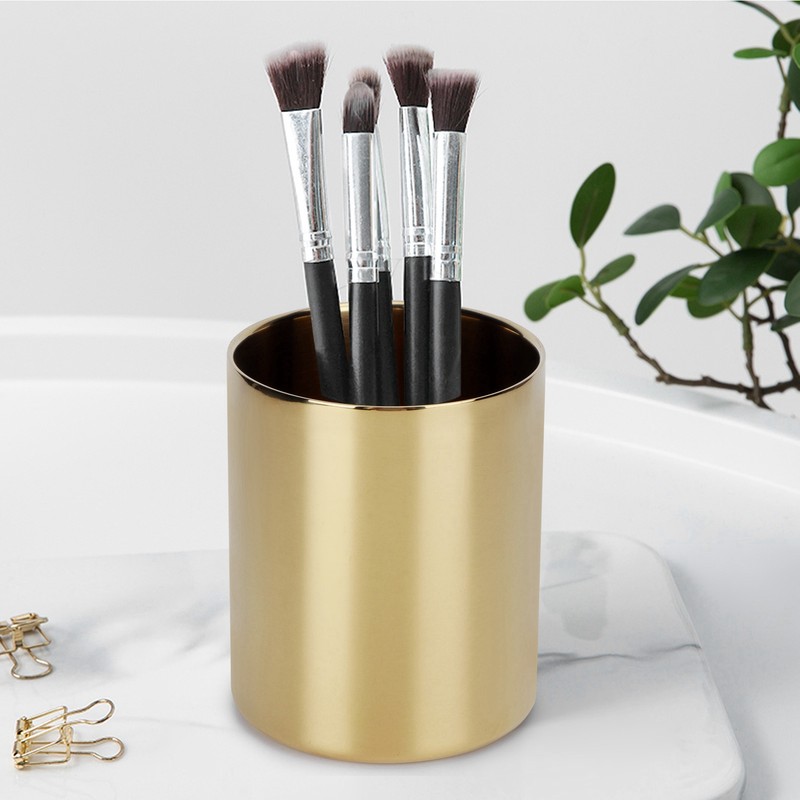 Stainless Steel Pencil Cup Holder Desk Organizer Flower Vases Pen