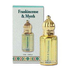 Anointing Oil from Jerusalem Blessed with Biblical Oils Roll-on Holy Oil - 12 Ml - Elegant Middle Eastern Style Bottle - Religious Gift for Prayers & Blessings (12ml, Frankincense & Myrrh)