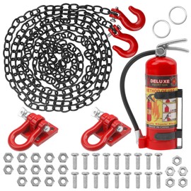 Vgoohobby RC Simulation Fire Extinguishers Metal Trailer Tow Hooks Winch Hook w/Trailer Chain Decoration Part Compatible with Traxxas TRX4 Axial SCX10 Tamiya D90 1/10 RC Crawler