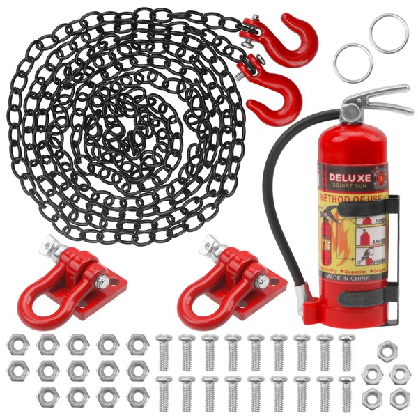 Vgoohobby RC Simulation Fire Extinguishers Metal Trailer Tow Hooks Winch