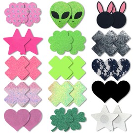 Ypser 15 Pairs Breast Petals Multi Colors Nipple Cover Disposable Satin Pasties