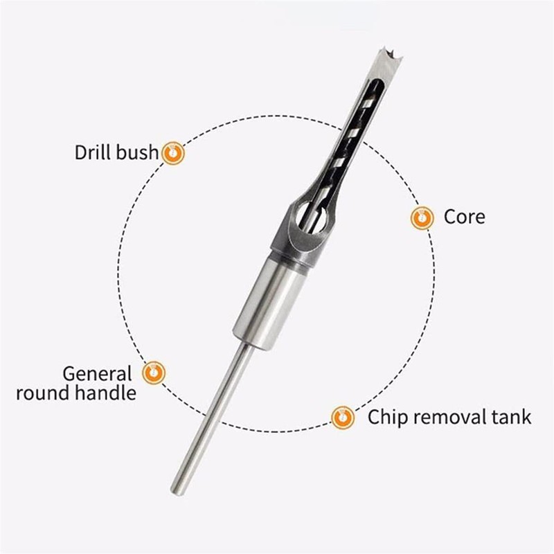 Michear Woodworking Square Hole Drill Bit 8mm Auger Mortise Chisel