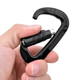 Clip de mosquet¨®n de Bloqueo 1 Piezas 7075 Mosquet¨®n de Aluminio aeroespacial Cerradura 12KN Mosquetones con Hebilla en Forma de D para Equipos de Exterior(10 * 8 * 2cm-Negro)