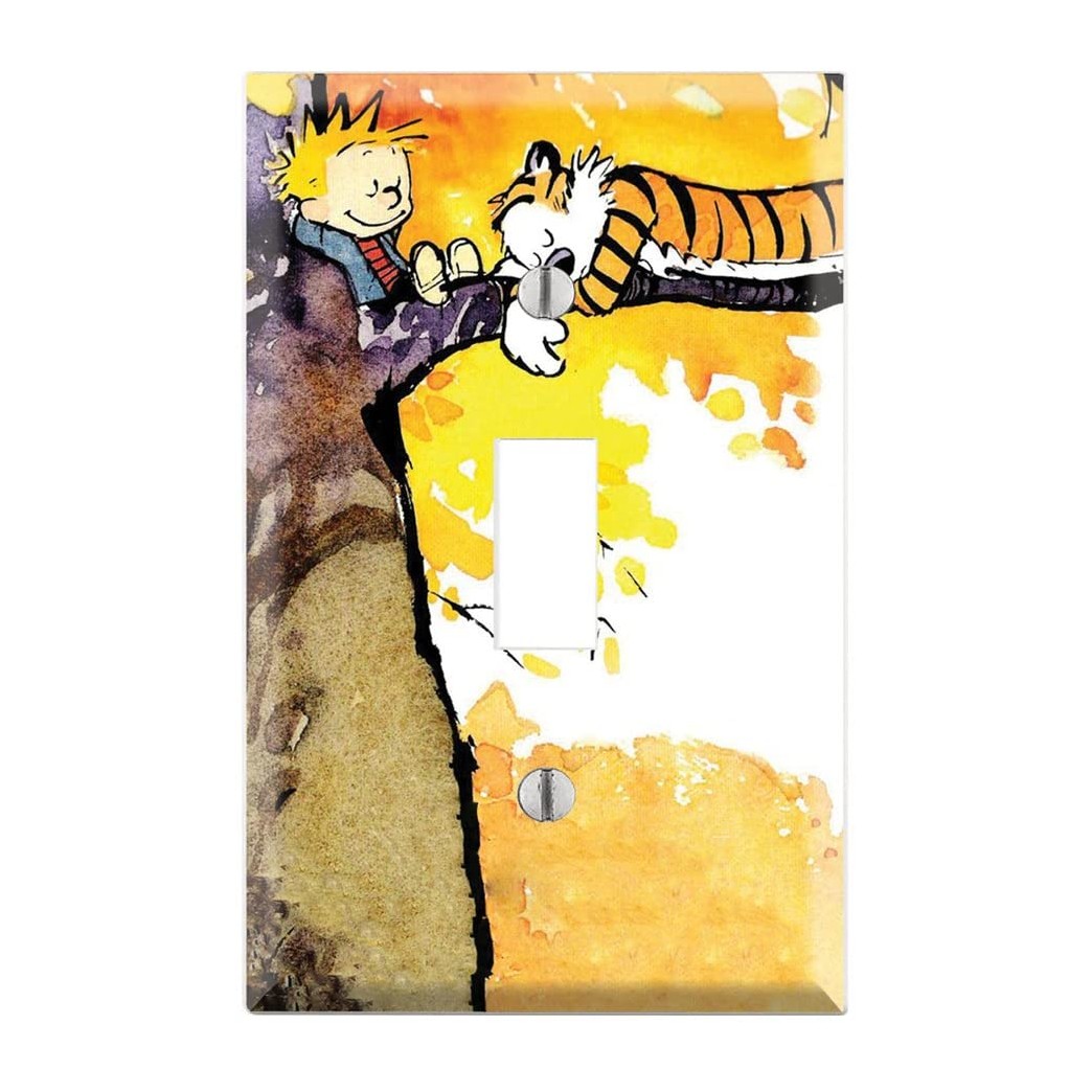 Single Toggle Wall Switch Cover Plate Decor Wallplate - Calvin and Hobbes Comic Tiger