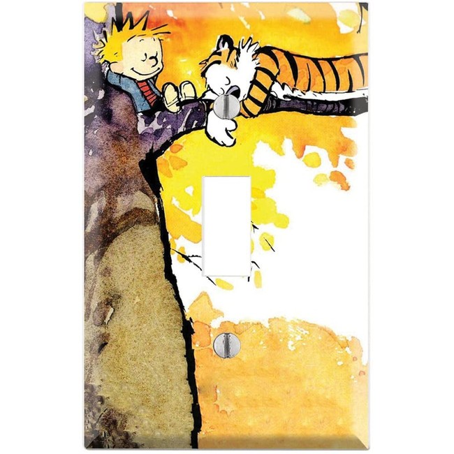 Single Toggle Wall Switch Cover Plate Decor Wallplate - Calvin and Hobbes Comic Tiger