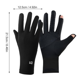 Dokpav 1 Pair Women UV Sun Protection Gloves, Non Slip Breathable Ice Silk Gloves, Full Finger Summer Sun Gloves for Driving Riding Golf Fishing and Cycling, Touch Screen Finger Thumb Opening Design