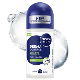 NIVEA MEN Derma Control Sensitive Herren Antitranspirant 72h Kugelschutz mit Vitamin E und Hyaluronsäure 50ml